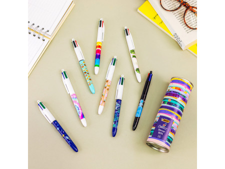 BIC Stylo à bille 4 Colours, boîte métallique de 8