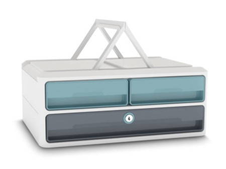 CEP Module de rangement MoovUp SECURE, 3 tiroirs,gris/menthe