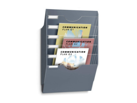 CEP Présentoir mural ReCeption, format A4, 6 cases, gris