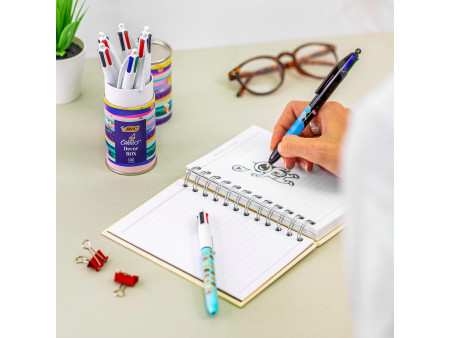 BIC Stylo à bille 4 Colours, boîte métallique de 8