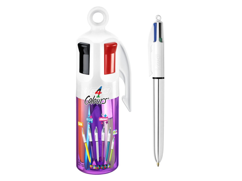 BIC Stylo à bille rétractable collection 4 Colours, pot de 6