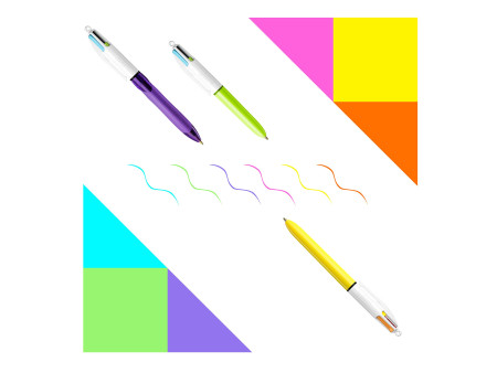 BIC Stylo à bille rétractable collection 4 Colours, pot de 6