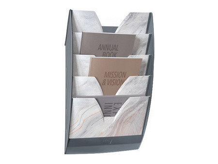 CEP Présentoir mural mineral Marbre, A4, 5 cases, rose