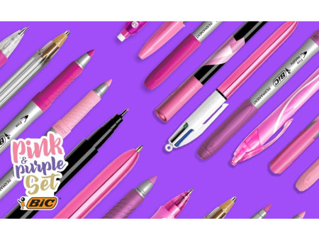 BIC Kit d'écriture 'PINK & PURPLE' avec trousse, 10 pièces