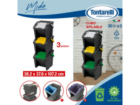 CEP Système de tri des déchets 'Tower', 30 litres, lot de 3
