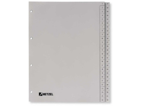 HETZEL Intercalaires en plastique, chiffres, A4, 1-52, PP