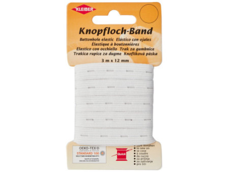 KLEIBER Elastique à boutonnières, 12 mm x 3 m, blanc