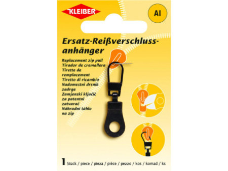 KLEIBER Tirette de remplacement pour fermeture à zip, noir
