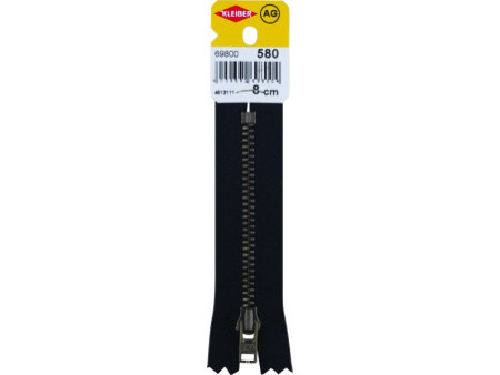 KLEIBER Fermeture à zip, métal, longueur: 80 mm, noir