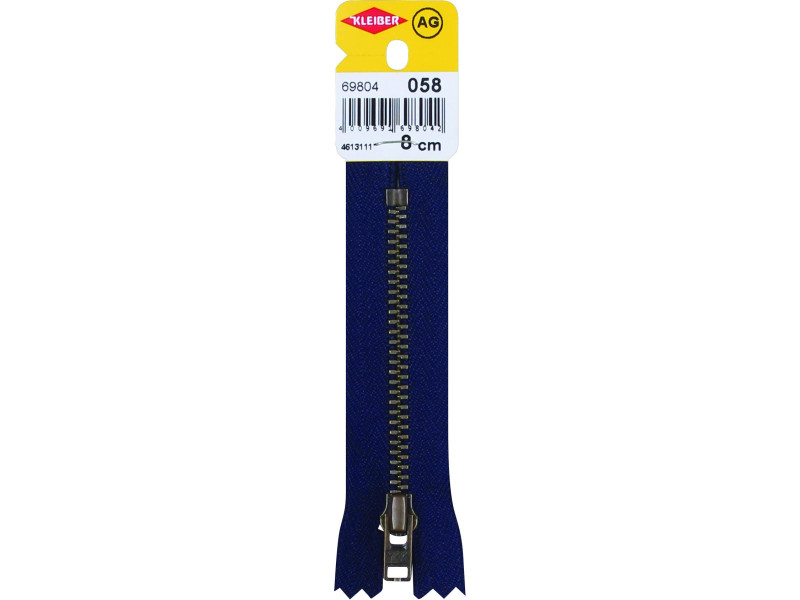 KLEIBER Fermeture à zip, métal, longueur: 80 mm, marine