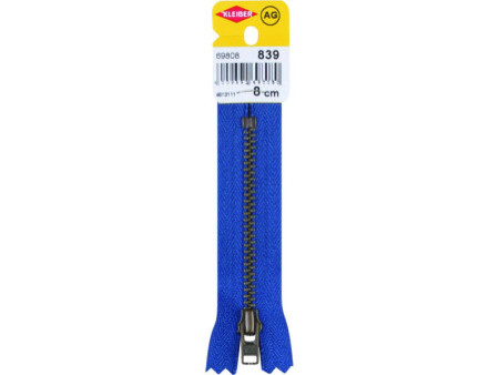 KLEIBER Fermeture à zip, métal, longueur: 80 mm, bleu jeans