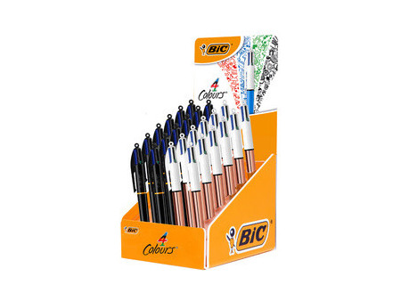BIC Stylo à bille rétractable 4 Colours, présentoir de 24