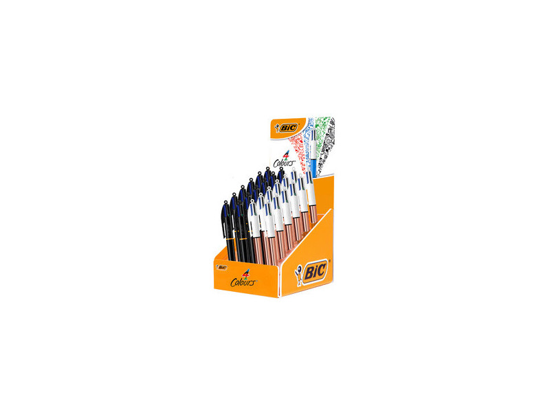 BIC Stylo à bille rétractable 4 Colours, présentoir de 24