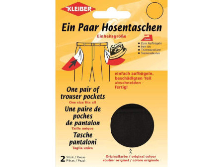 KLEIBER Poche de remplacement de pantalon, paire, noir