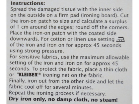 KLEIBER Patch thermocollant élastique, 400 x 60 mm, gris