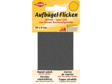 KLEIBER Patch thermocollant Zephir, 300 x 60 mm, gris foncé