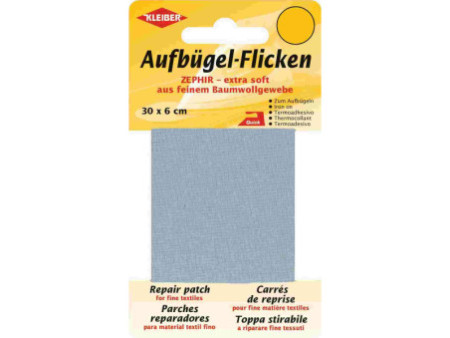 KLEIBER Patch thermocollant Zephir, 300 x 60 mm, gris clair