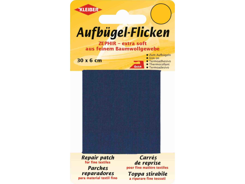 KLEIBER Patch thermocollant Zephir, 300 x 60 mm, bleu foncé