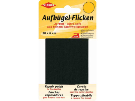 KLEIBER Patch thermocollant Zephir, 300 x 60 mm, noir
