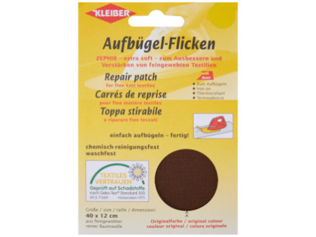 KLEIBER Patch thermocollant Zephir, 400 x 120 mm, brun foncé