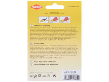 KLEIBER Patch thermocollant Zephir, 400 x 120 mm, brun foncé
