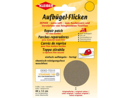 KLEIBER Patch thermocollant Zephir, 400 x 120 mm, gris clair