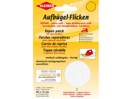 KLEIBER Patch thermocollant Zephir, 400 x 120 mm, blanc