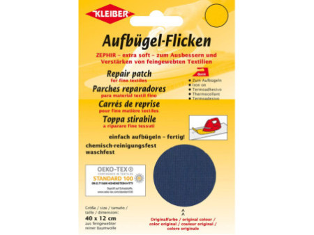 KLEIBER Patch thermocollant Zephir, 400 x 120 mm, bleu foncé