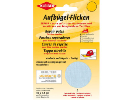 KLEIBER Patch thermocollant Zephir, 400 x 120 mm, bleu clair