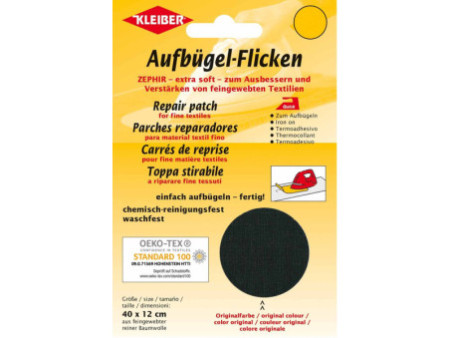KLEIBER Patch thermocollant Zephir, 400 x 120 mm, noir