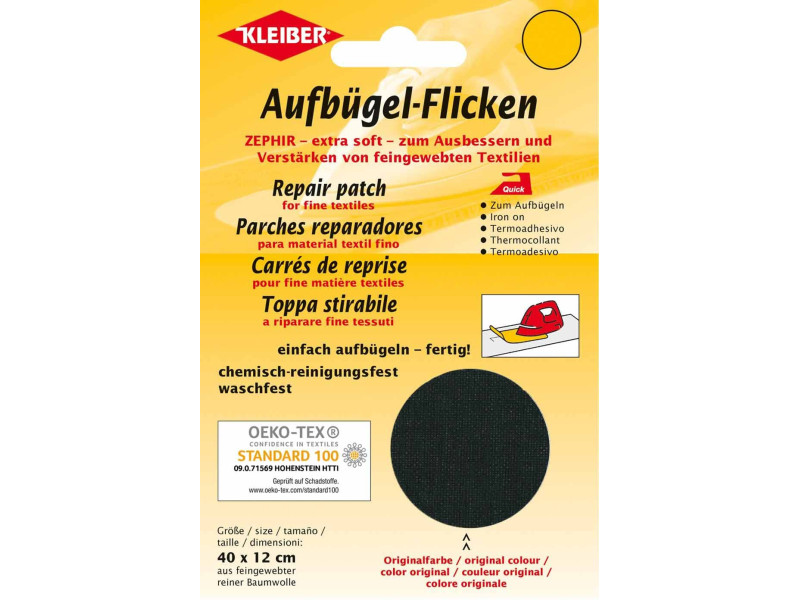 KLEIBER Patch thermocollant Zephir, 400 x 120 mm, noir