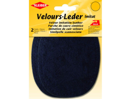 KLEIBER Patch thermocollant en velours, ovale, bleu foncé
