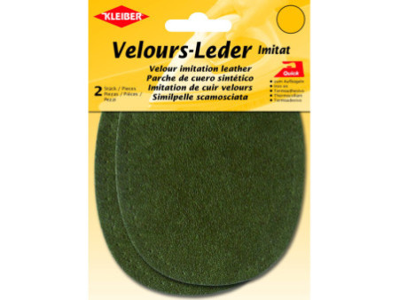 KLEIBER Patch thermocollant en velours, ovale, olive