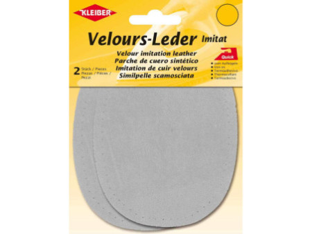 KLEIBER Patch thermocollant en velours, ovale, gris clair