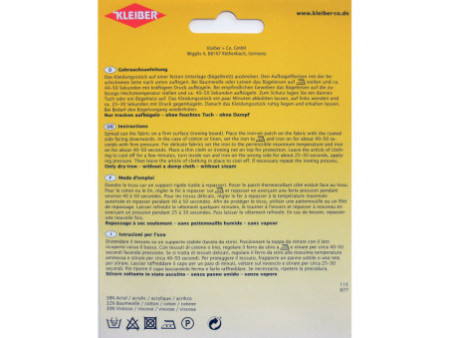 KLEIBER Patch thermocollant en velours, ovale, gris clair