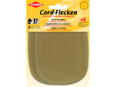 KLEIBER Patch thermocollant en velours côtelé, beige