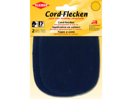 KLEIBER Patch thermocollant en velours côtelé, bleu