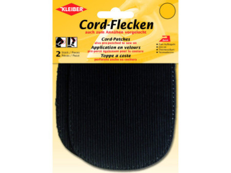 KLEIBER Patch thermocollant en velours côtelé, noir
