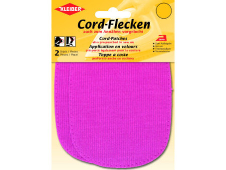 KLEIBER Patch thermocollant en velours côtelé, rose vif