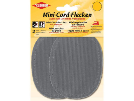 KLEIBER Mini patch thermocollant, fin velours côtelé, gris