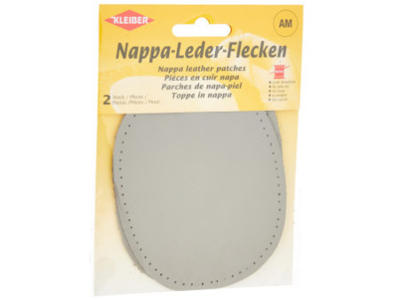 KLEIBER Patch en cuir nappa, 125 x 100 mm, gris clair