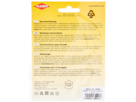 KLEIBER Patch en cuir nappa, 125 x 100 mm, gris clair