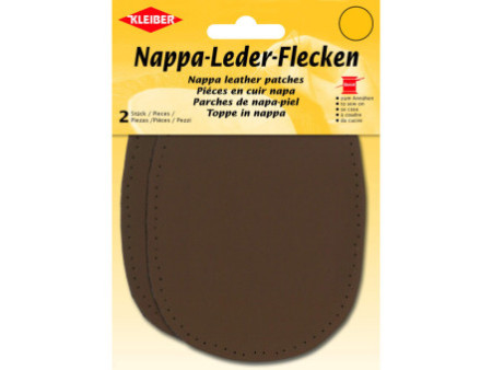 KLEIBER Patch en cuir nappa, 125 x 100 mm, brun foncé