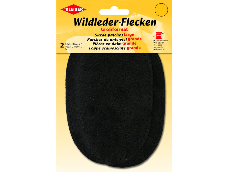 KLEIBER Patch à coudre en daim, 155 x 100 mm, noir