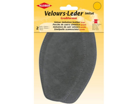KLEIBER Patch imitation cuir velours, 185x95 mm, gris moyen