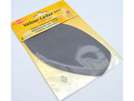 KLEIBER Patch imitation cuir velours, 185x95 mm, gris moyen
