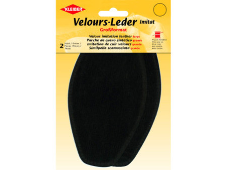 KLEIBER Patch imitation cuir velours, 185x95 mm, brun foncé