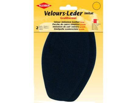 KLEIBER Patch imitation cuir velours, 185x95 mm, bleu foncé