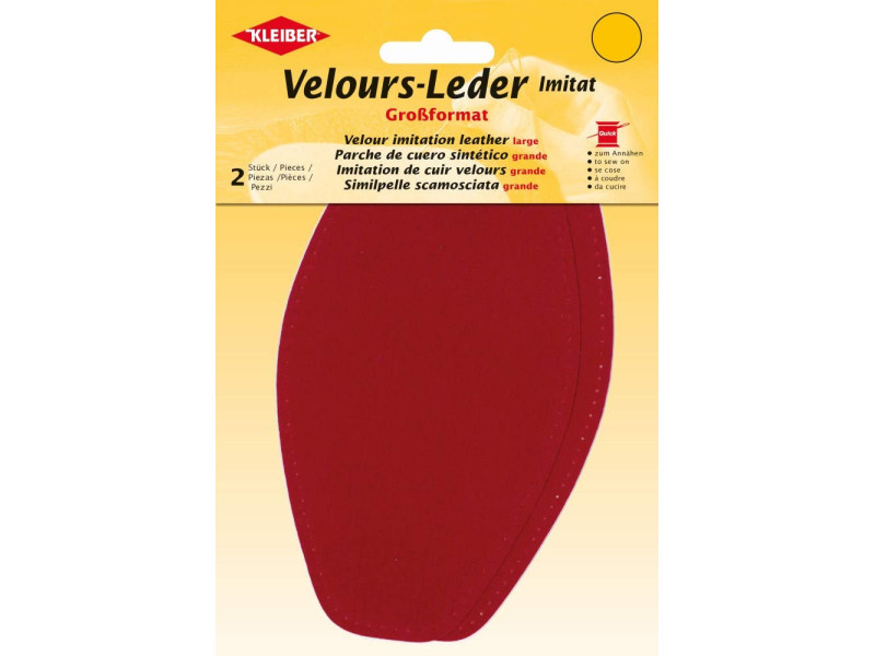 KLEIBER Patch imitation cuir velours, 185x95 mm, rouge