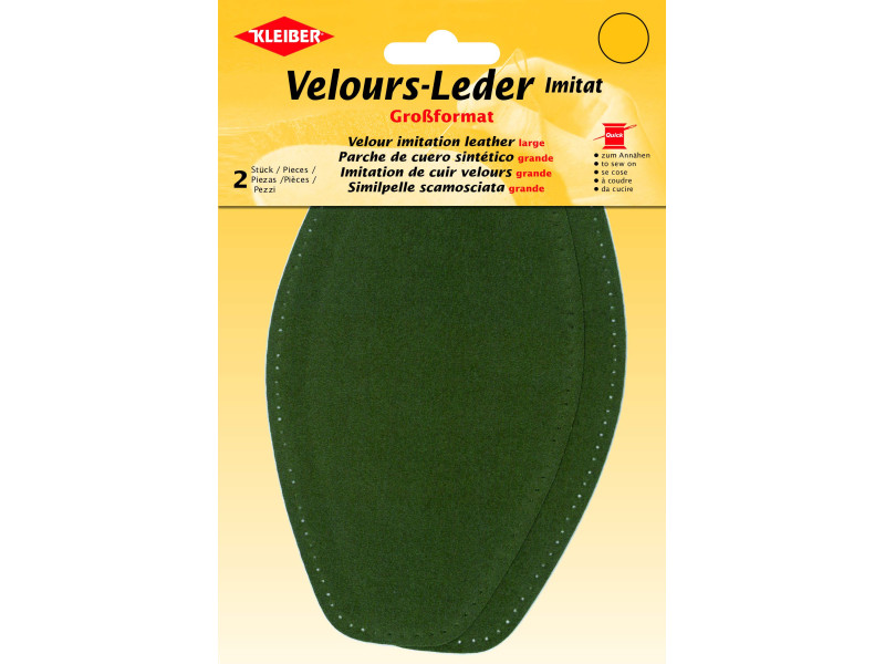 KLEIBER Patch imitation cuir velours, 185x95 mm, olive